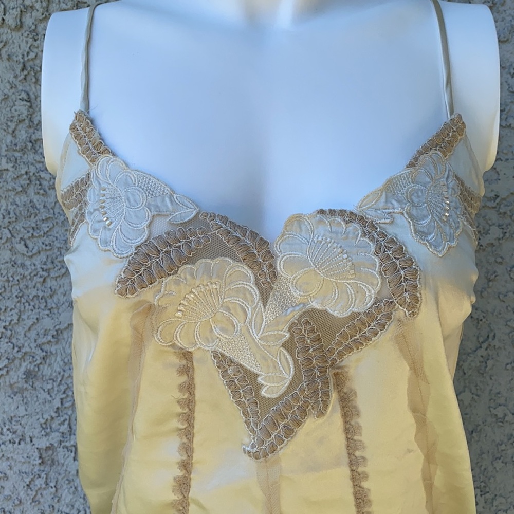 Anthropologie Mint Sexy Embellished Embroidered Beaded Nude Silk Cami Tank Top